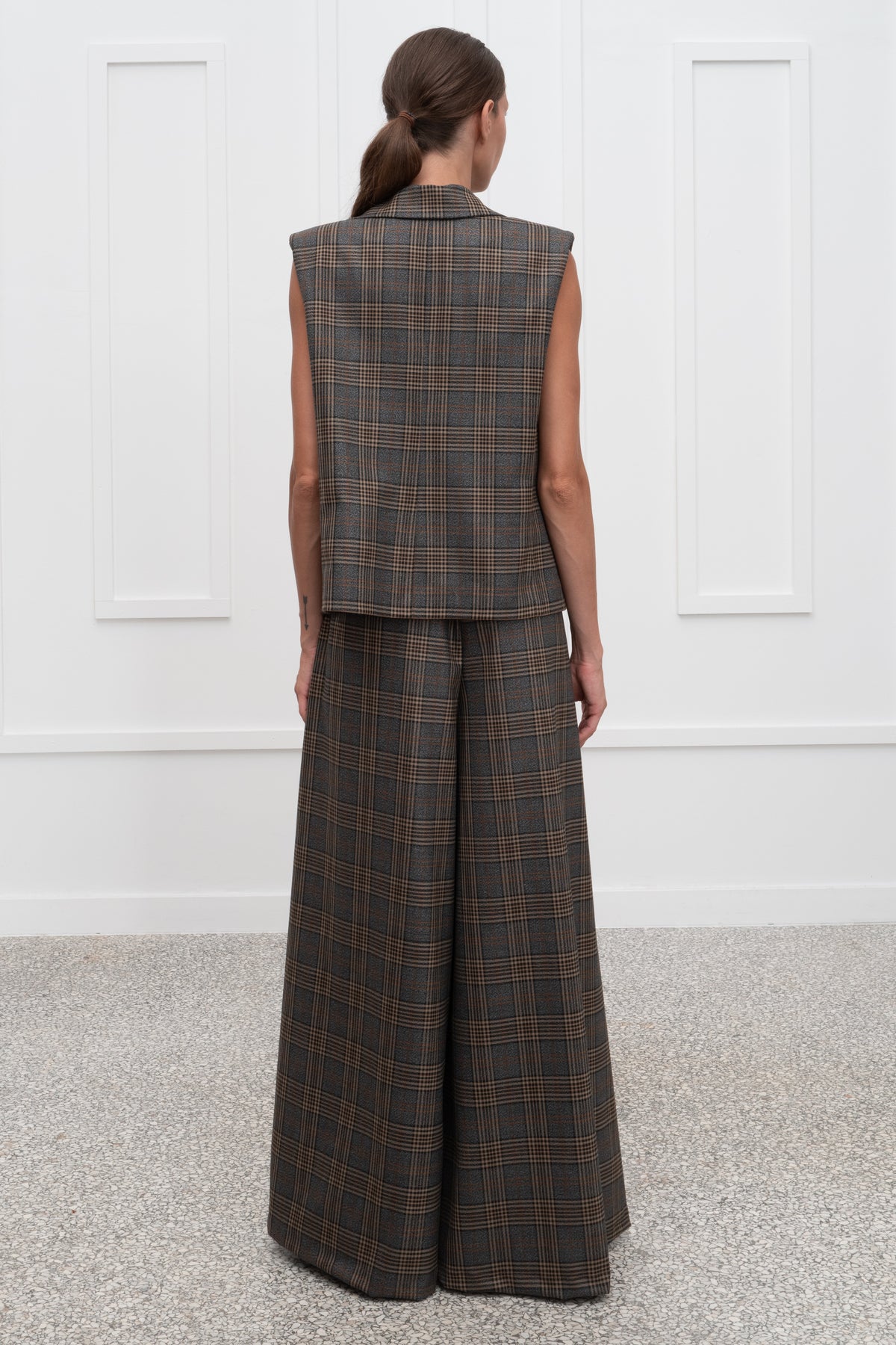 Astrid Plaid Pants - Grey