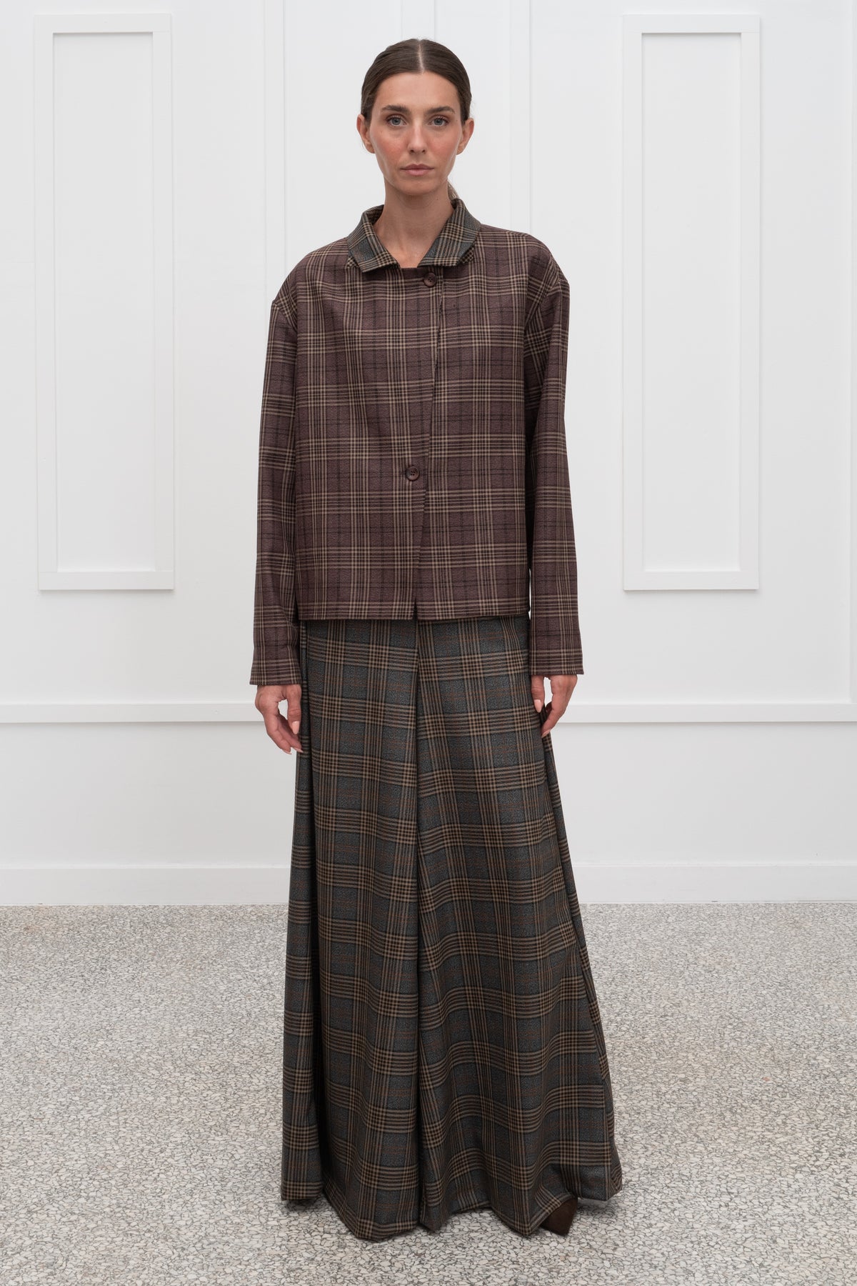 Astrid Plaid Pants - Grey