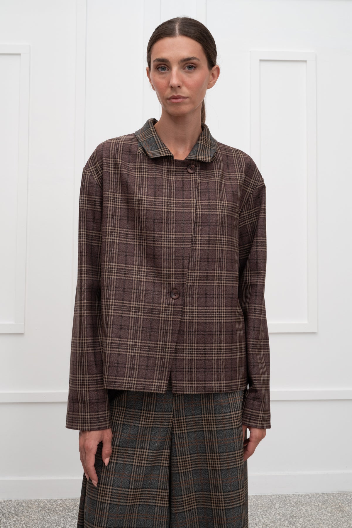 Vivienne Plaid Blazer - Bordeaux