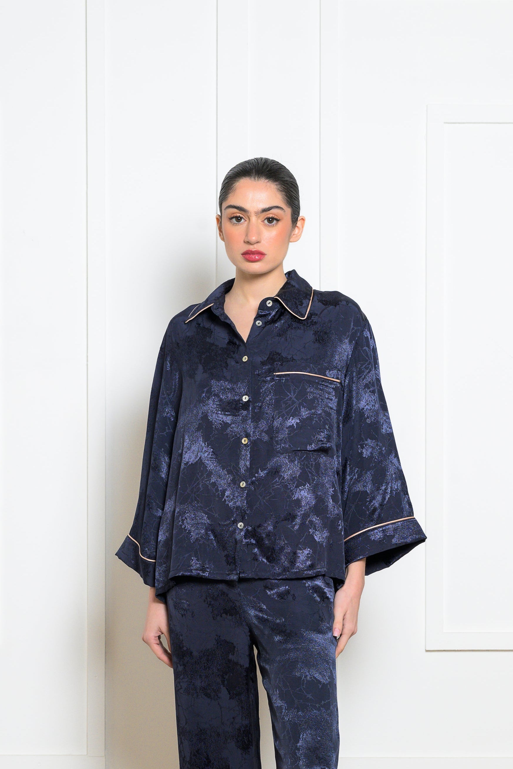 Clematis Shirt - Navy Blue