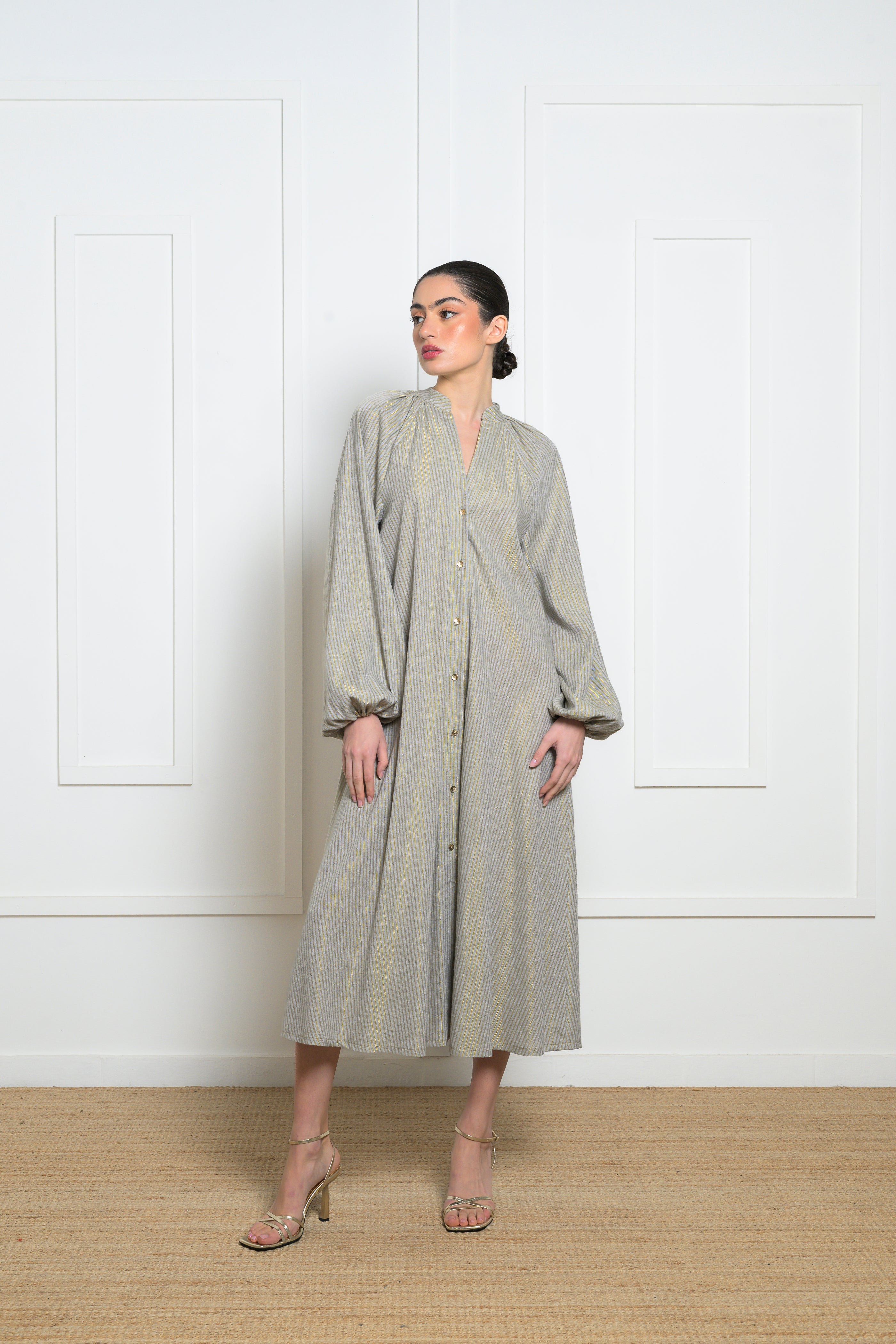 Marigold Dress - Striped Gold