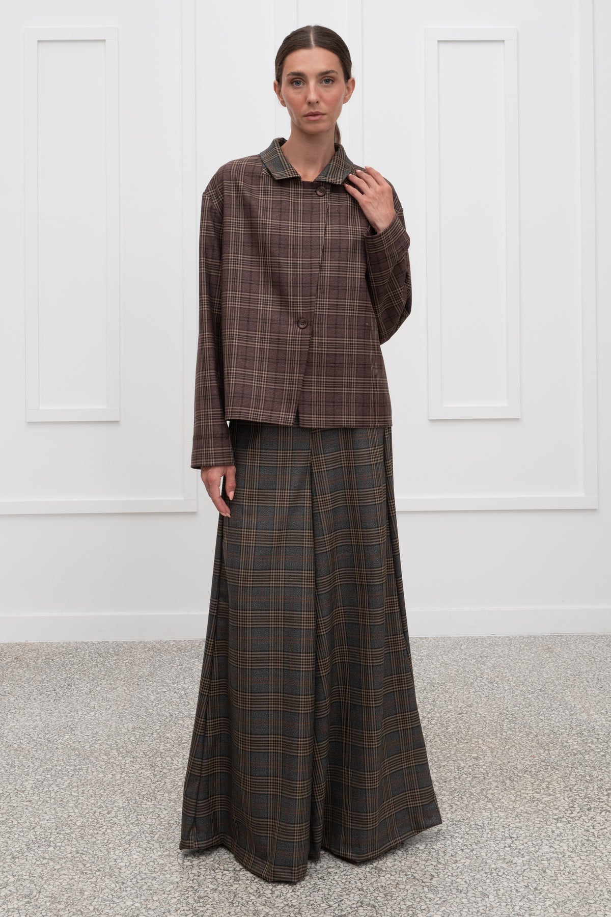 Vivienne Plaid Blazer - Bordeaux
