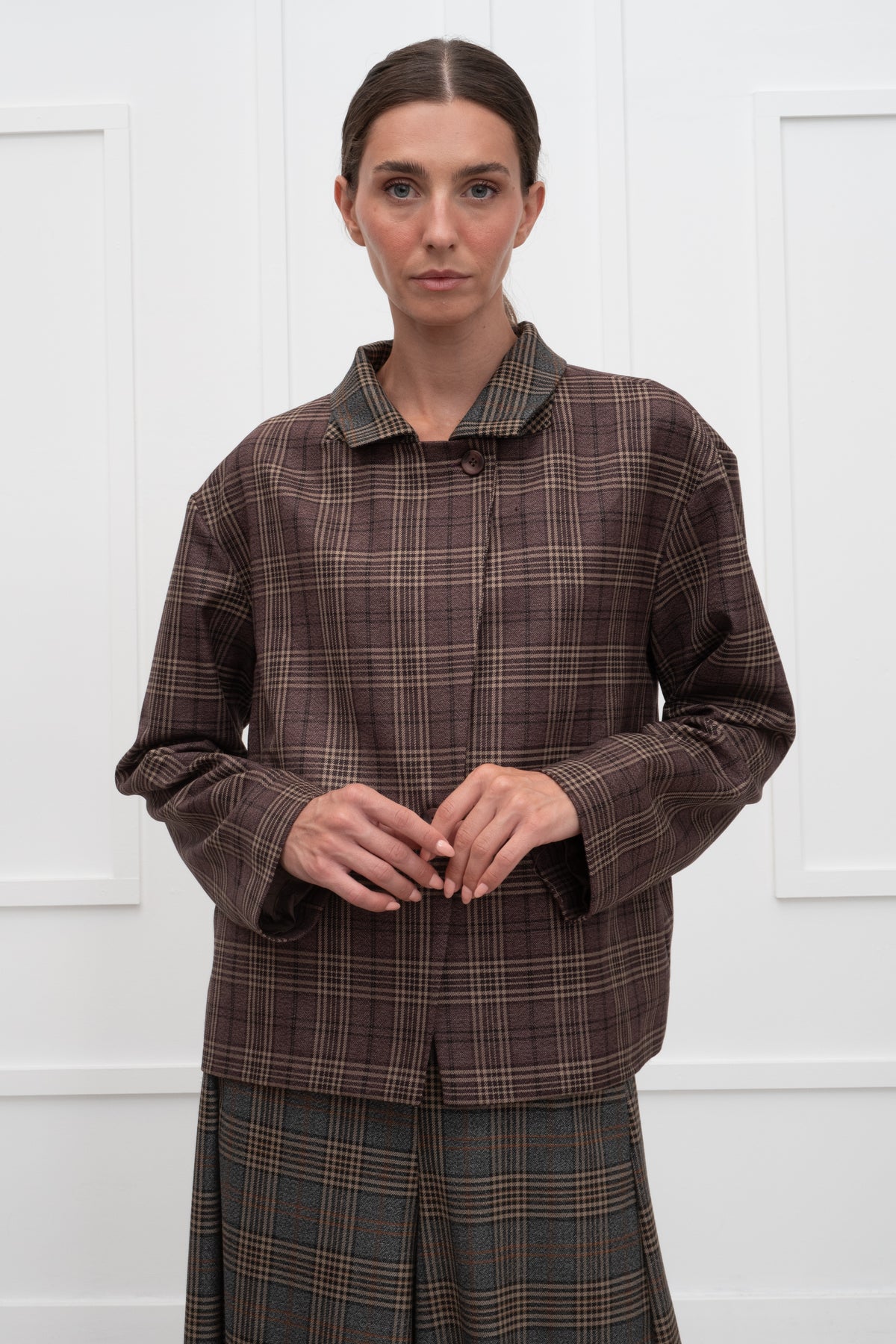 Vivienne Plaid Blazer - Bordeaux