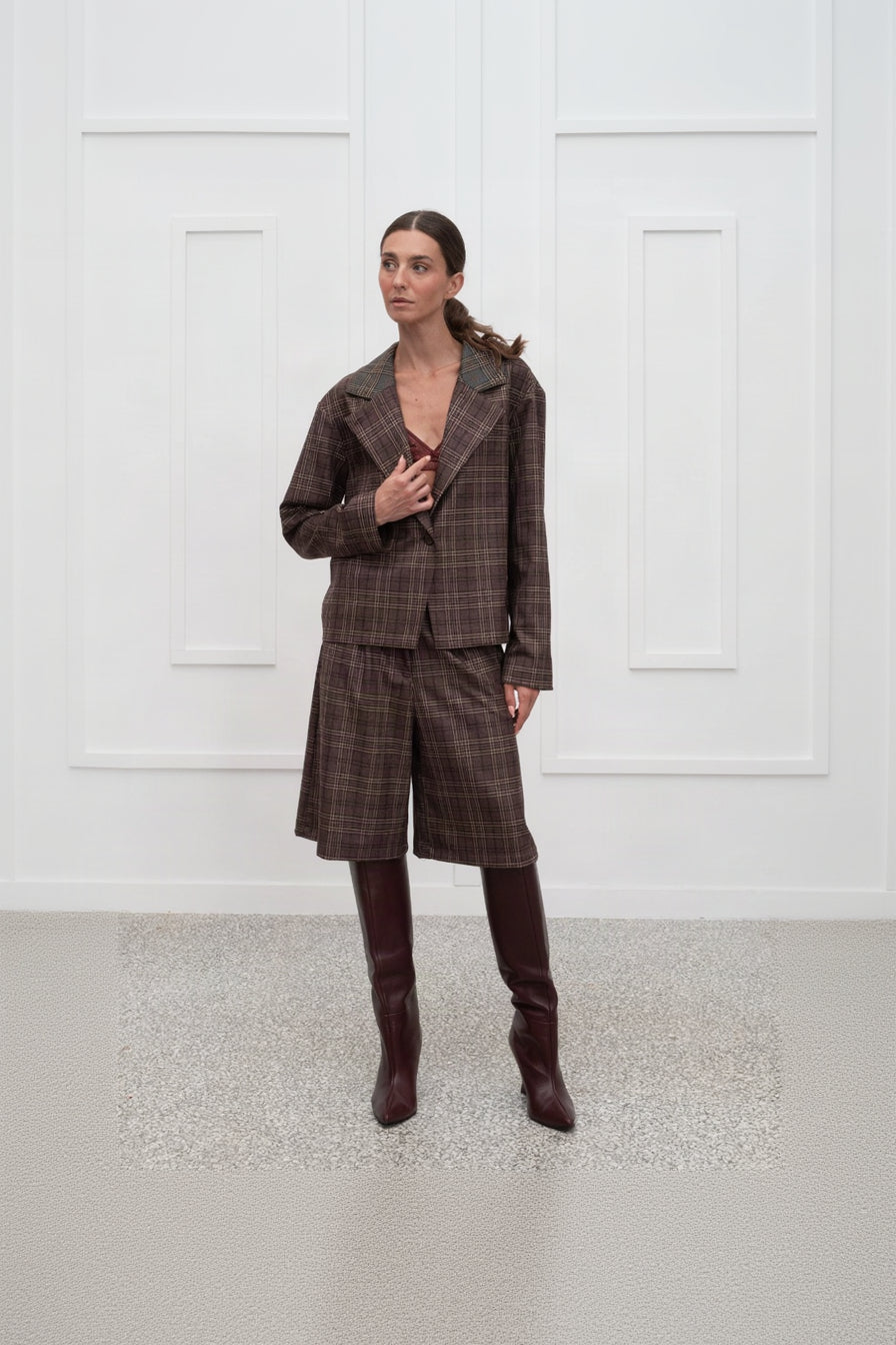 Vivienne Plaid Blazer - Bordeaux