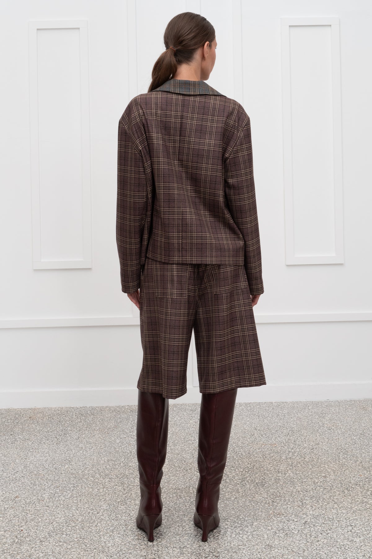 Vivienne Plaid Blazer - Bordeaux