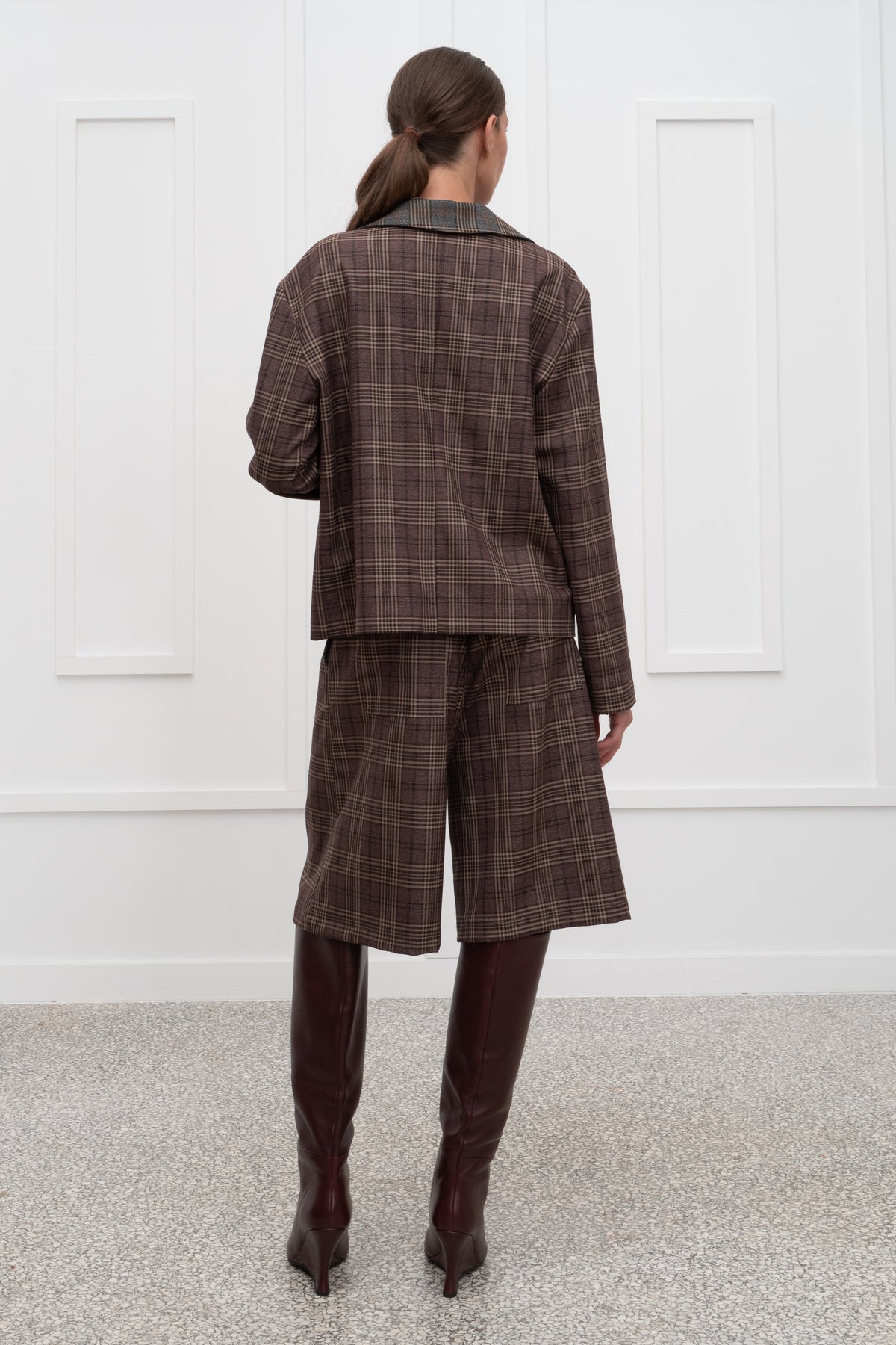 Audrey Plaid Bermuda - Bordeaux