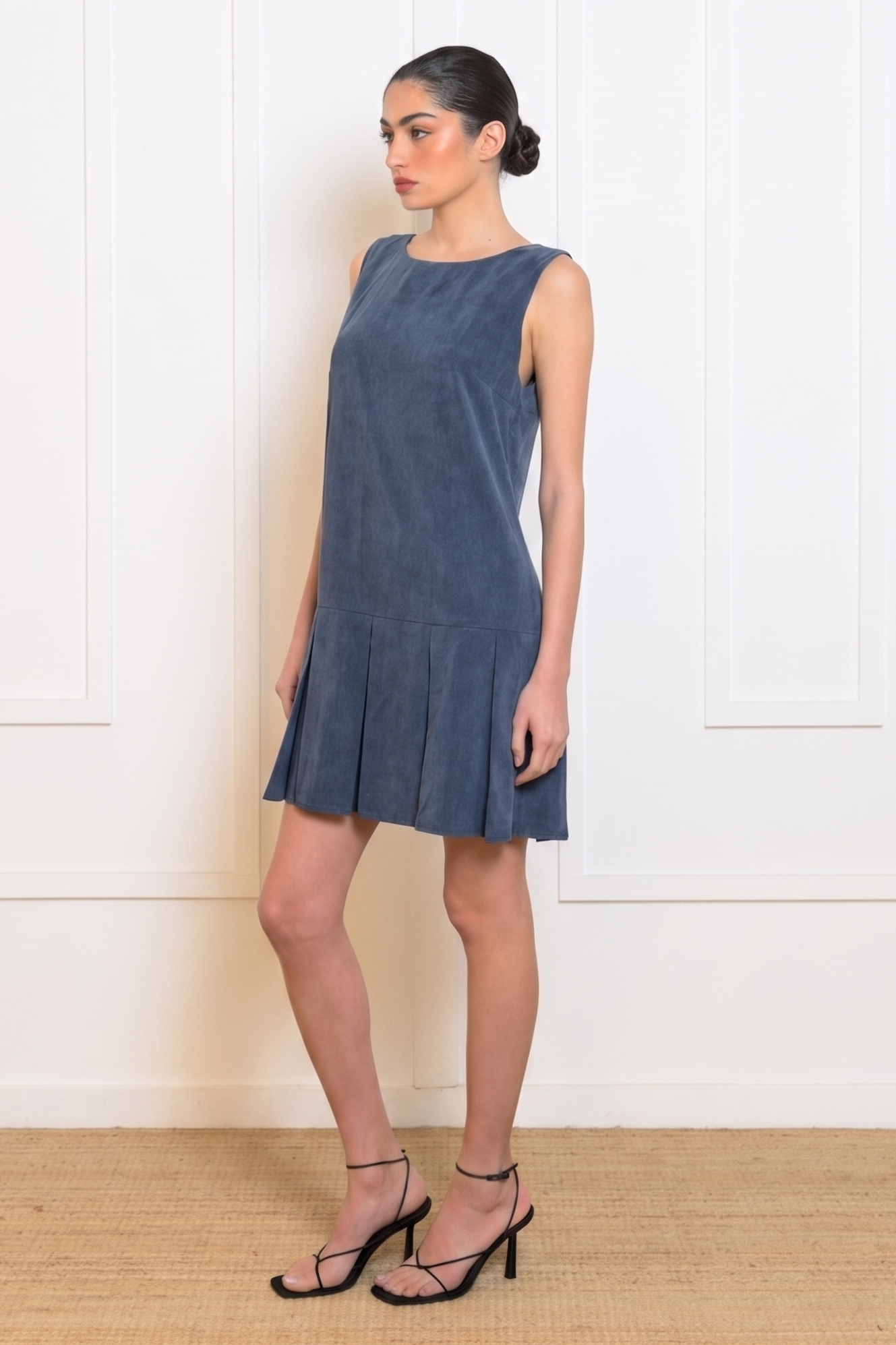 Plumeria Mini Dress - Navy Blue
