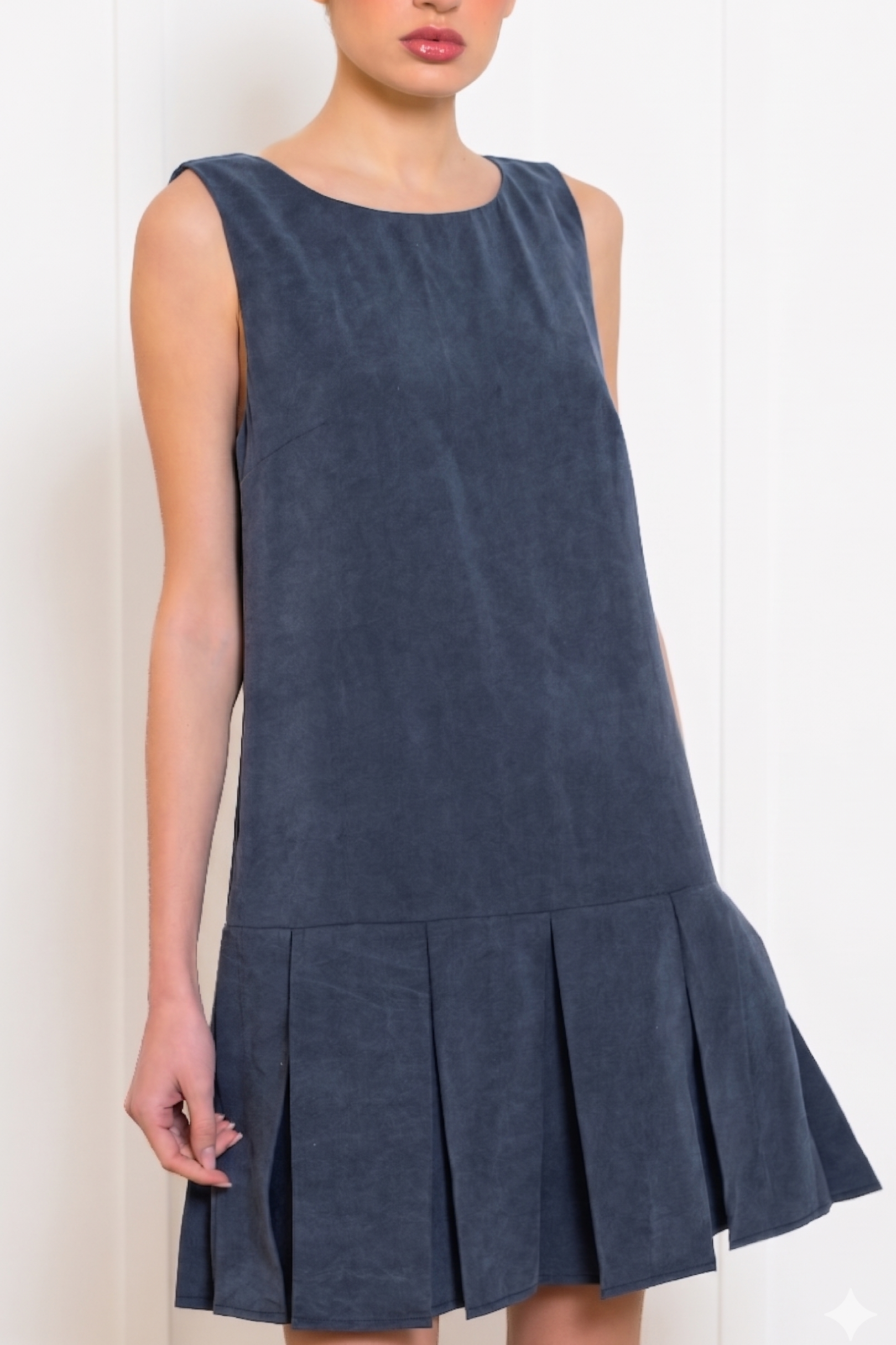 Plumeria Mini Dress - Navy Blue